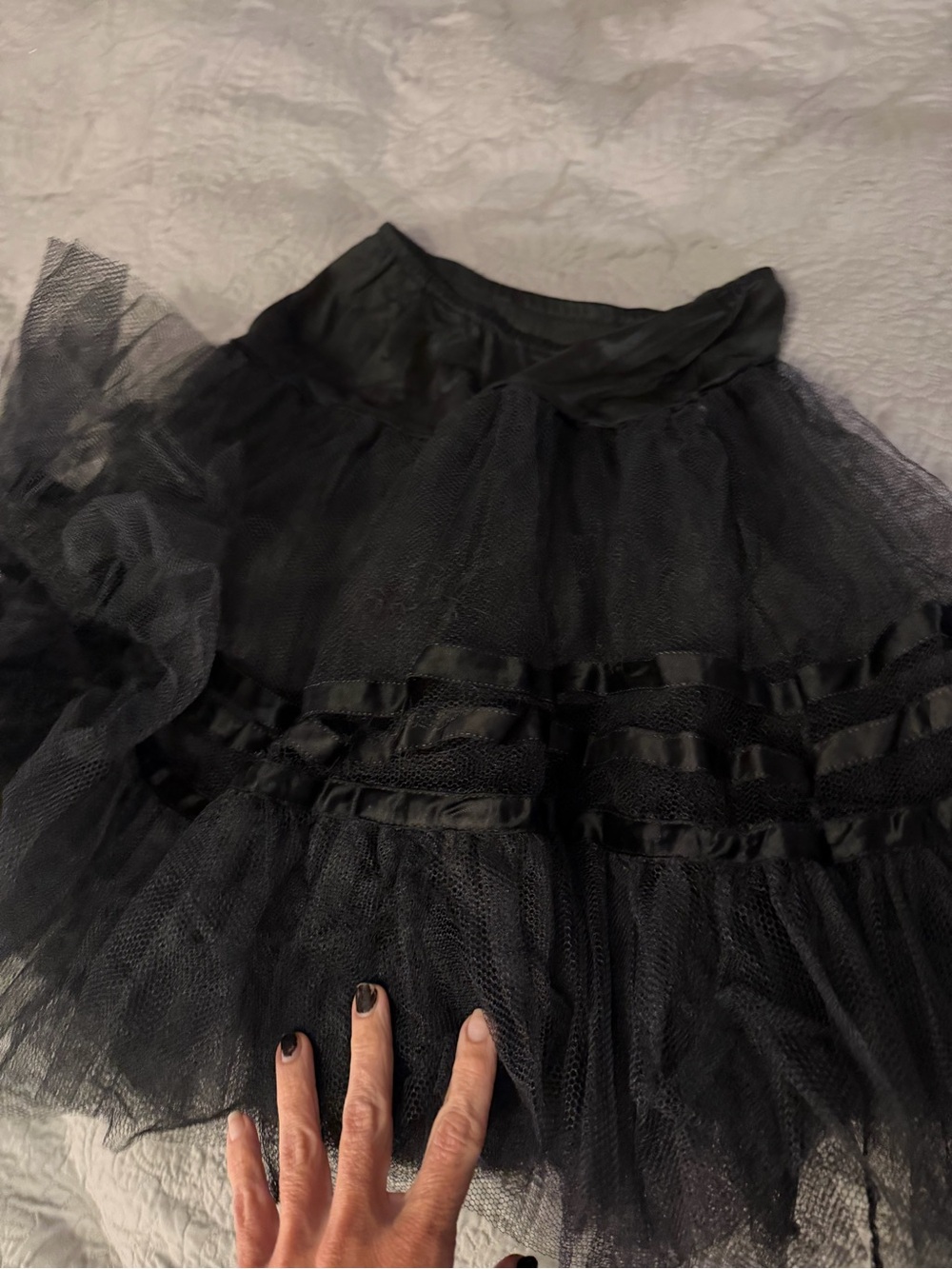 Vintage 80s Black Tulle Layered Skirt - Women